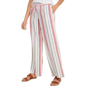 Old Navy Linen Blend Wide Leg Pants Multicolor Stripe Pull On Size M Resort Wear